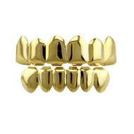 24K Gold Plated Hip Hop Teeth Grillz Punk Custom Fit Teeth Grillz Caps Top & Bottom Grill Set Remova