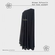 Khimar Chiffon 2 layer lisban Jetblack Armhole Jilbab Chiffonsilk Jetblack hollow sleeves