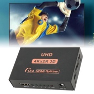 Maib 4 Way HD Multimedia Interface Splitter  Stereo Video Display Switcher 100‑240V 1 in Out 4K 2K f
