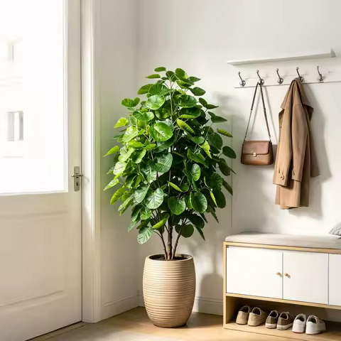 45-95cm Artificial Money Tree Fake Eucalyptus Plant Tropical Plastic Banyan leafs Faux Ficus Trees B