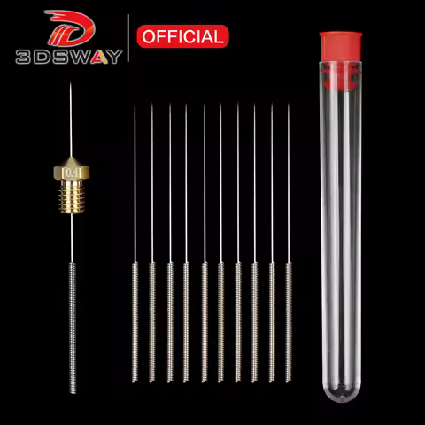 3DSWAY 10pcs Stainless Steel Nozzle Cleaning Needles Tool 0.2 0.3 0.4mm Drill Cleaner DIY Kit For V6