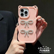 Luxury Shiny Diamond Bow 3D Waves Phone Case For Vivo T4X T4 T3X T3 Lite T2X T2 Pro Y95 Y93 Y91 Y91C