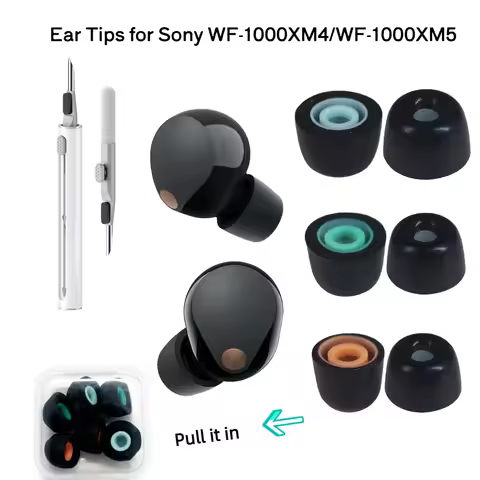 Memory Foam Ear Tips 3 Pairs for Sony WF-1000XM5 XM4 Earbuds, Replacement Soft Earbuds Caps with Sto