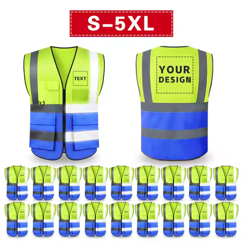20 Pack Custom Logo Safety Vest, Construction Work Miners Builders Uniform Vest ANSI Class 2 Standar