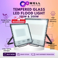 Lampu Sorot Luar Tempered Glass Outdoor LED Flood Light 150W 200W Spotlight Waterproof IP66 Lampu Ke