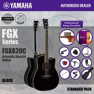 Yamaha FGX820C BL FGX Series Solid Top Cutaway Acoustic Electric Guitar 41" - Black
