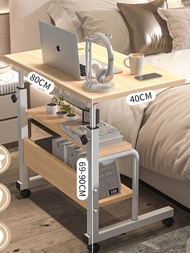 {ซื้อวันนี้ส่งฟรี}โต๊ะทำงาน โต๊ะวางโน้ตบุ๊ก โต๊ะคอมข้างเตียง ขาโต๊ะปรับระดับได้69-90cmมีล้อเลื่อน ขน