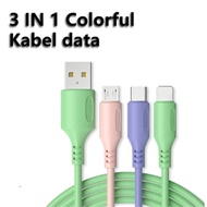IPHONE MACARON 3A FAST CHARGING USB CHARGER DATA CABLE/USB CHARGER FOR MICRO/TYPE C/LIGHTNING 3 IN 1