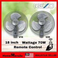 Rezo 18'' Inch 3 Speed 3 Blade Remote Control U20 Wall Fan Pull Rope U10 Wall Fan - Homehero2u