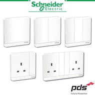 Schneider Electric AvatarOn Light Switch and Socket 1-3 Gang 1/2 Way 16AX 250V UV Resistant White Po