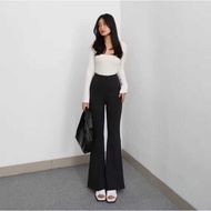 Women's Flare Pants Scuba Comfortable Stylish Highwaist Flare Pants Cutbray Scuba Women High Waist P