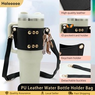 👍High Quality🫧Leather Stanley Tumbler Bag  with Adjustable Strap Card Holder & Keyring Water Bottle 
