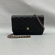 Chanel ap0250 黑羊皮金鏈斜背包woc