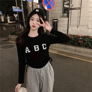 WIN Longsleeve Drawstring ABC LD 88 P 40 Thick Rib Korean Style Women Top Baju Perempuan