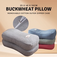 Buckwheat Pillow with Cotton Zipper Case Cervical Support Sleeping Pillow