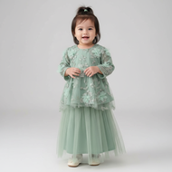Baju Kurung Kanak Kanak Rich Brown Baju Raya Budak Perempuan 2026 Lilac Sage Green