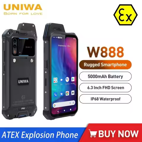 UNIWA W888 MT6765 Helio P35 Octa Core 4GB+64GB ATEX Explosion IP68 Smartphone Andriod11 6.3“ HD Scre