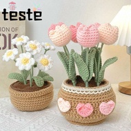 Crochet Kit, Crochet Multicolored Yarn Flower Crochet Kit, Tulip Potted Plant Knit Kits Sunflower Tu
