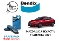 100% BENDIX MAZDA 2 DJ SKYACTIV YEAR 2014 FRONT BRAKE PAD DEPAN BRAKE PAD DB2334GCT
