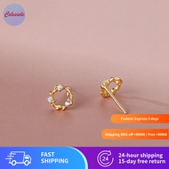 S925 Pure Silver Diamond Floral Wreath Ear Studs Earrings for Women Royal Palace Style Flower Design