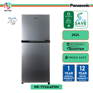 (SAVE 4.0) Panasonic NR-TV261 2-Door Fridge Top Freezer Refrigerator 262L Inverter Energy Saving - NRTV261APSM NR-TV261APSM