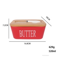 Butter Dish with Lid and Knife Anti-slip Rectangle Butter Container for East West Coast Butter JS-01