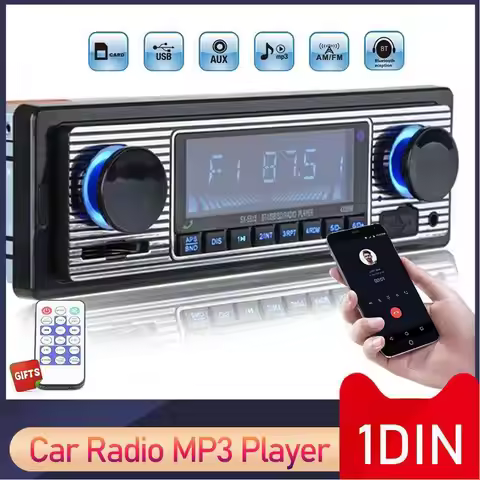 Bluetooth Car Radio Vintage Dual Knob MP3 Player FM retro Audio Accessories Car USB Receiver Speaker
