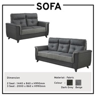 2+3 Seater Fabric Dark Grey Sofa Set Fabric Sofa