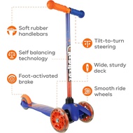 [USA, American Product] 3-Wheeled Scooter With Accessories Sakar Credhedz 3 Wheel Scooter Outdoor toys Blue / Orange cuar USA