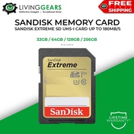 Sandisk Memory Card SDHC & SDXC Extreme ( 16GB / 32GB / 64GB / 128GB / 256GB ) SPEED UP TO 180MB/S