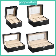 poo Watch Box Organizer for Case Mens Jewelry Display Tray Glass Top PU Leather 2 Slot 3 Slot 4 Slot