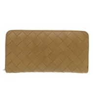 Bottega Veneta Intrecciatoブラウン拉鍊長皮夾，棕色，貨號 0387，成色極佳。二手。
