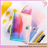 Ready Stock A6 A5 Lazer Colourful Notebook Journal PVC Transparent Cover Binder 6 holes Loose Leaf