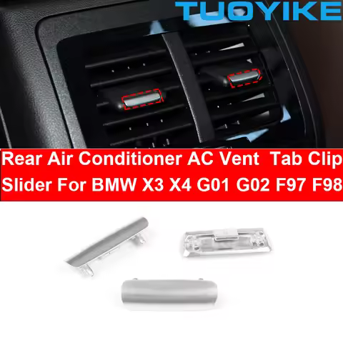 Car Rear AC Air Conditioner Vent Grille Control Ventilation Slider Clip Trim Chrome For BMW X3 X4 X3