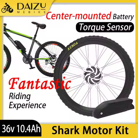 Center-mounted Battery 36V 10.4Ah Electric Bike Conversion Kit Rear Cassette Shark Motor Torque Sens