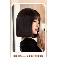 Wig Full Headgear Female Simulation Human Hair Natural Fluffy Age-Reducing Knife Cut Bob Head Clavic