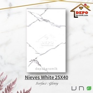 UNO Nieves White 25x40 Kw Exp Keramik Dinding Kamar Mandi Dapur Marble