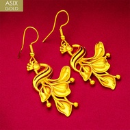 ASIX GOLD Orihinal na 18K Saudi Gold Korean Fashion Girls Hikaw Gold Alahas Hanging Hikaw Ladies