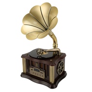 Vintage Gramophone Bluetooth Speaker,Record Player Retro Turntable for Remote Control with 2 Hifi Fu