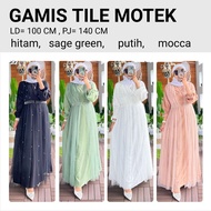 Tile dress premium sage green whitePOLOS