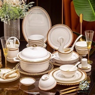 LORA Home Furnishing JS3 TS2 Jingdezhen Bone China Tableware Set Light Luxury Style Phnom Penh Hotel