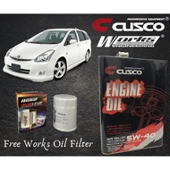 TOYOTA WISH 2003-2007 CUSCO JAPAN FULLY SYNTHETIC ENGINE OIL 5W40 SN/CF ACEA FREE WORKS ENGINEERING OIL FILTER