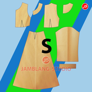 Pola Instan Gamis Wanita Dewasa Semi Umbrella ( IS 020 ) [ Bukan Pakaian ] Pola Baju Jamblang Studio
