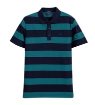 ARROW STRIPED COTTON POLO เสื้อโปโล ผ้าลายทาง สีเขียวกรม ทรง Smart MPCM218-NV