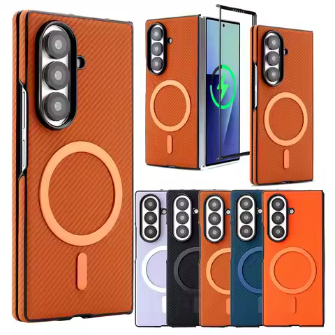 Carbon Fiber Pattern Phone Case For Samsung Galaxy Z Fold 7 6 5 4 3 Fold7 Fold6 Fold5 Fold4 Fold3 Wr