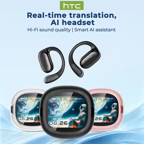 HTC NE58 Wireless Earphones Bluetooth LED Touch Screen AI Translate Earbuds HiFi Sound HD Call Headp