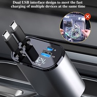 100w Super Fast Charging Car Charger With Built-In Retractable Cable
