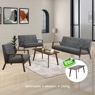🔥READY STOCK🔥Solid Wood Sofa 1 Seater / 2 Seater / 3 Seater + Free Coffee Table / Sofa Murah Modern/Ikea Sofa/1+2+3 Sofa
