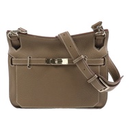 HERMES Togo皮革Jypsiere 28銀扣肩背袋Etoupe