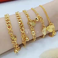 [VELLITA] Cop916 Bracelet "Curb" Adults/Kids W:3mm-6mm L:11cm - 22cm 999.9 Gold Plated <Rantai Tanga